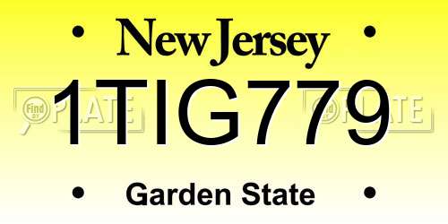 1TIG779 New Jersey License Plate