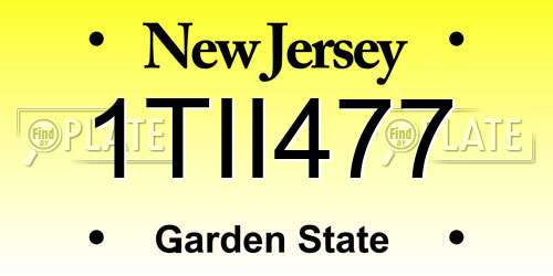 1TII477 New Jersey License Plate