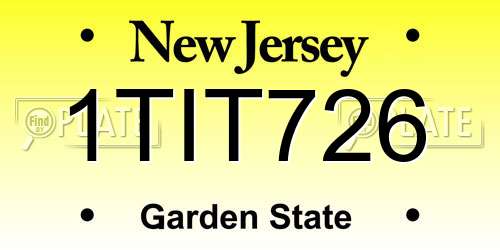 1TIT726 New Jersey License Plate