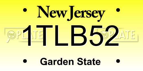 1TLB52 New Jersey License Plate