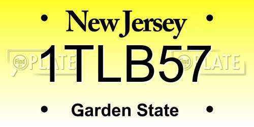 1TLB57 New Jersey License Plate