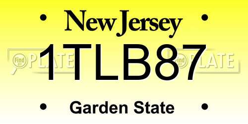 1TLB87 New Jersey License Plate