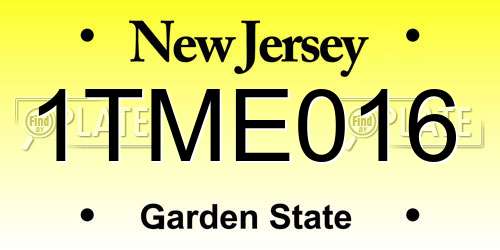 1TME016 New Jersey License Plate