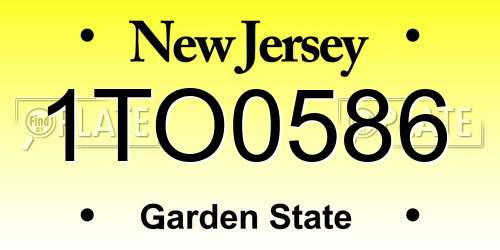 1TO0586 New Jersey License Plate