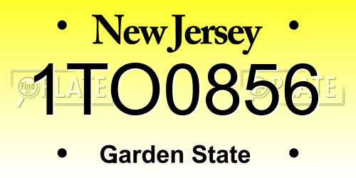 1TO0856 New Jersey License Plate