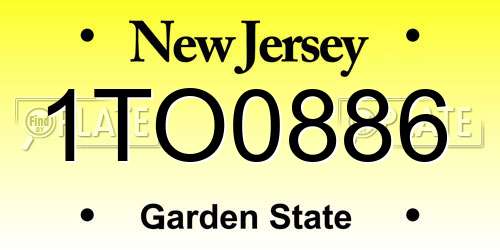 1TO0886 New Jersey License Plate