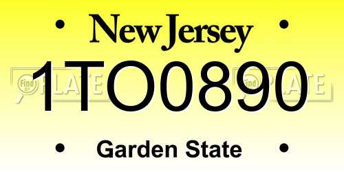 1TO0890 New Jersey License Plate