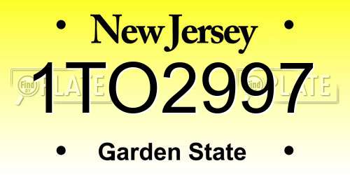 1TO2997 New Jersey License Plate
