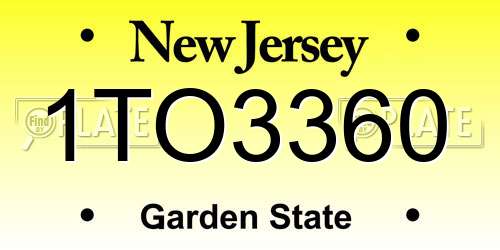 1TO3360 New Jersey License Plate