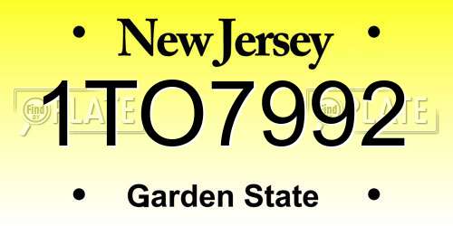 1TO7992 New Jersey License Plate