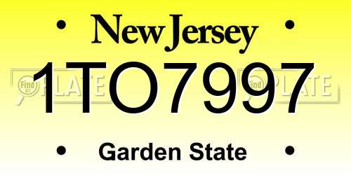 1TO7997 New Jersey License Plate