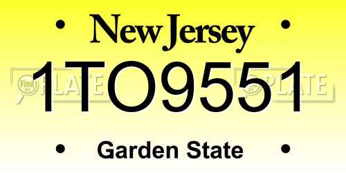 1TO9551 New Jersey License Plate