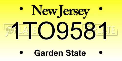 1TO9581 New Jersey License Plate