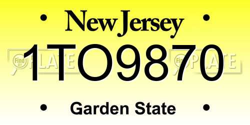 1TO9870 New Jersey License Plate