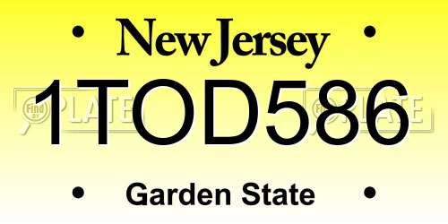1TOD586 New Jersey License Plate