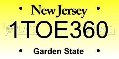 1TOE360 New Jersey License Plate