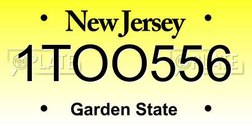 1TOO556 New Jersey License Plate