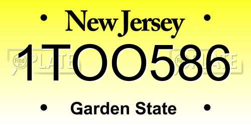 1TOO586 New Jersey License Plate