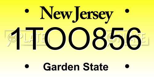 1TOO856 New Jersey License Plate