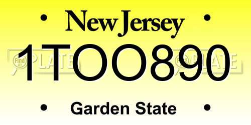 1TOO890 New Jersey License Plate