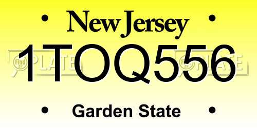 1TOQ556 New Jersey License Plate