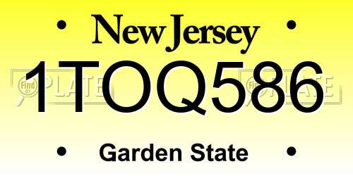 1TOQ586 New Jersey License Plate