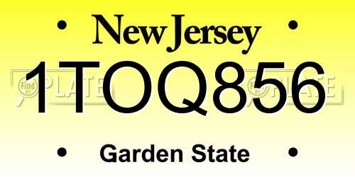 1TOQ856 New Jersey License Plate