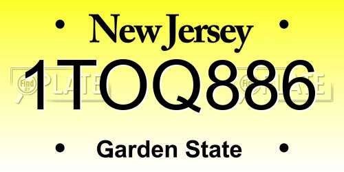 1TOQ886 New Jersey License Plate