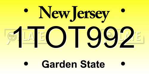 1TOT992 New Jersey License Plate