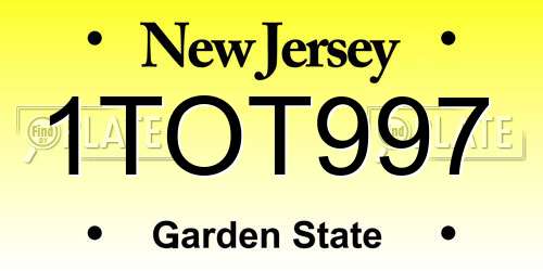 1TOT997 New Jersey License Plate