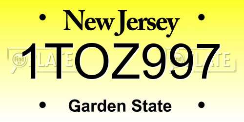 1TOZ997 New Jersey License Plate