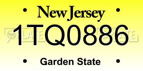 1TQ0886 New Jersey License Plate
