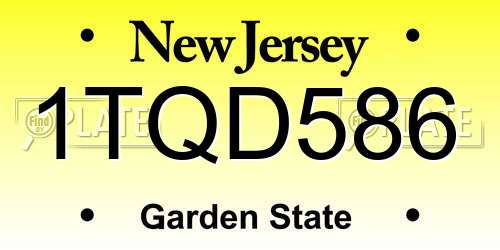 1TQD586 New Jersey License Plate