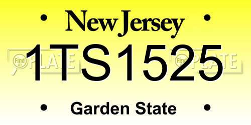 1TS1525 New Jersey License Plate