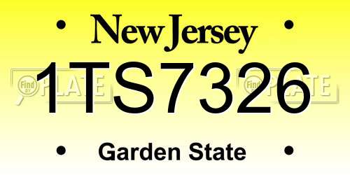 1TS7326 New Jersey License Plate
