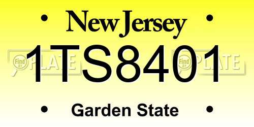 1TS8401 New Jersey License Plate