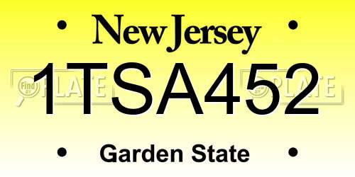 1TSA452 New Jersey License Plate
