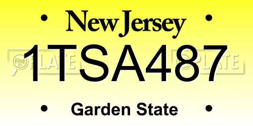 1TSA487 New Jersey License Plate