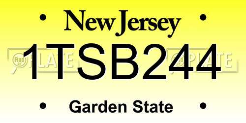 1TSB244 New Jersey License Plate