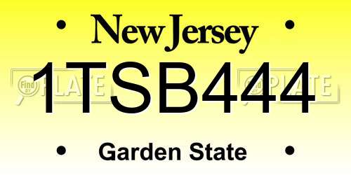 1TSB444 New Jersey License Plate
