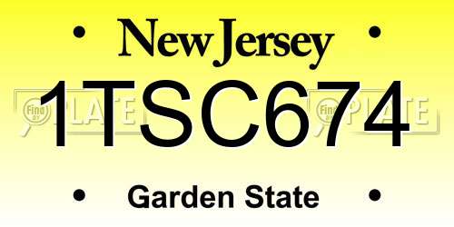 1TSC674 New Jersey License Plate