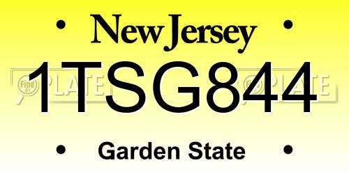1TSG844 New Jersey License Plate