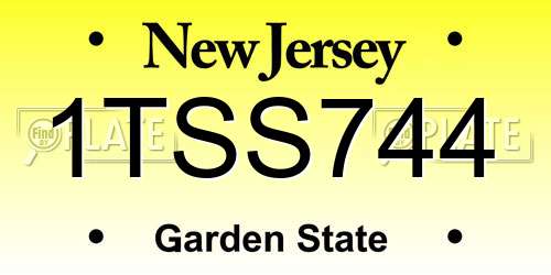 1TSS744 New Jersey License Plate