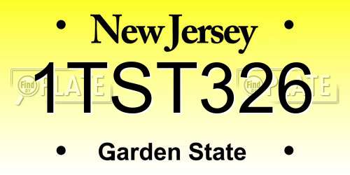 1TST326 New Jersey License Plate