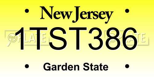 1TST386 New Jersey License Plate