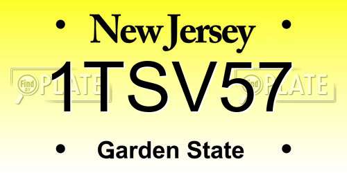 1TSV57 New Jersey License Plate