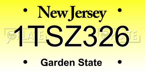 1TSZ326 New Jersey License Plate