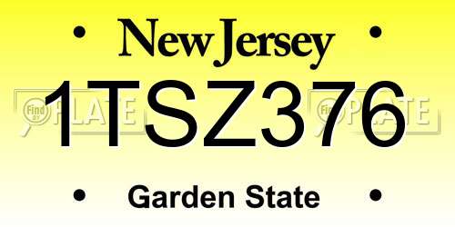 1TSZ376 New Jersey License Plate