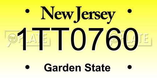1TT0760 New Jersey License Plate