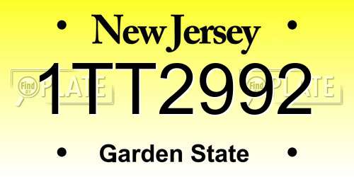 1TT2992 New Jersey License Plate